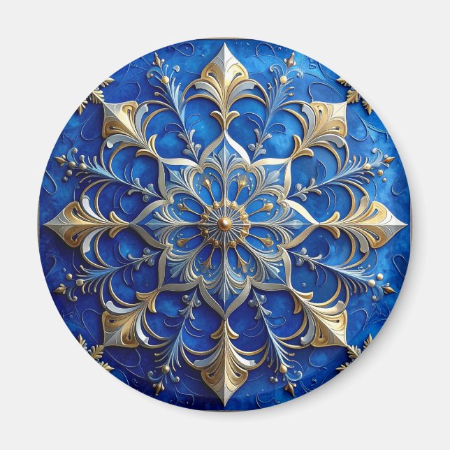 Blue Decorative Christmas Holiday Magnet (Devant)