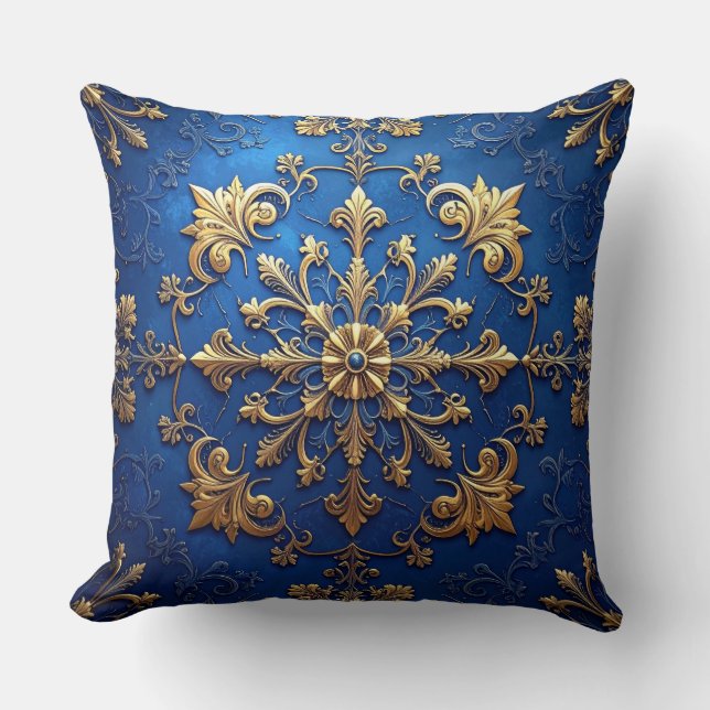 Blue Decorative Christmas Throw Pillow (Front)