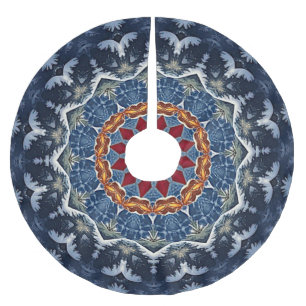 Blue Decorative Christmas Tree Skirt