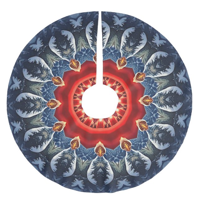 Blue Decorative Christmas Tree Skirt (Front)