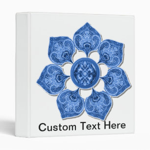 Blue Decorative Fabric Cutout Flower Binder