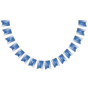 Blue Decorative Floral Bunting Flag