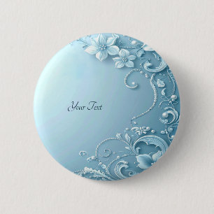 Blue Decorative Floral Button