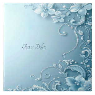 Blue Decorative Floral Ceramic Tile