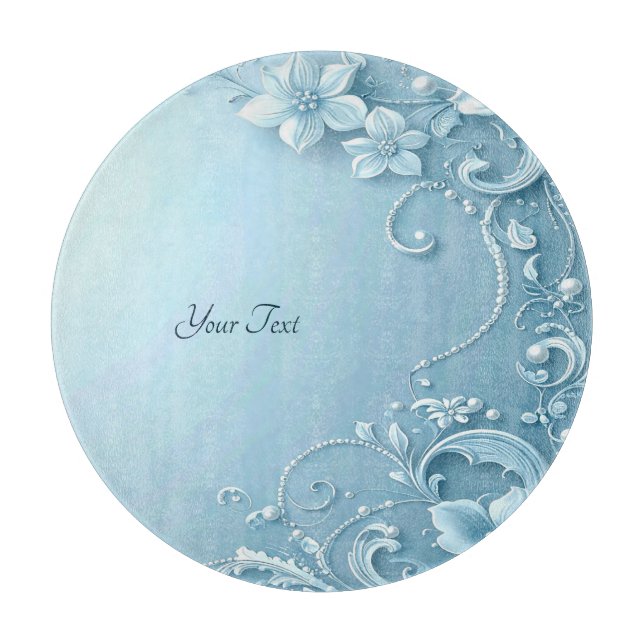 Blue Decorative Floral Cutting Board (Front)