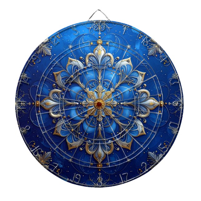 Blue Decorative Floral Dartboard (Front)