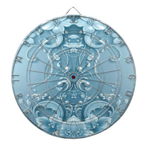 Blue Decorative Floral Dartboard