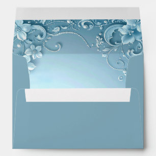 Blue Decorative Floral Envelope