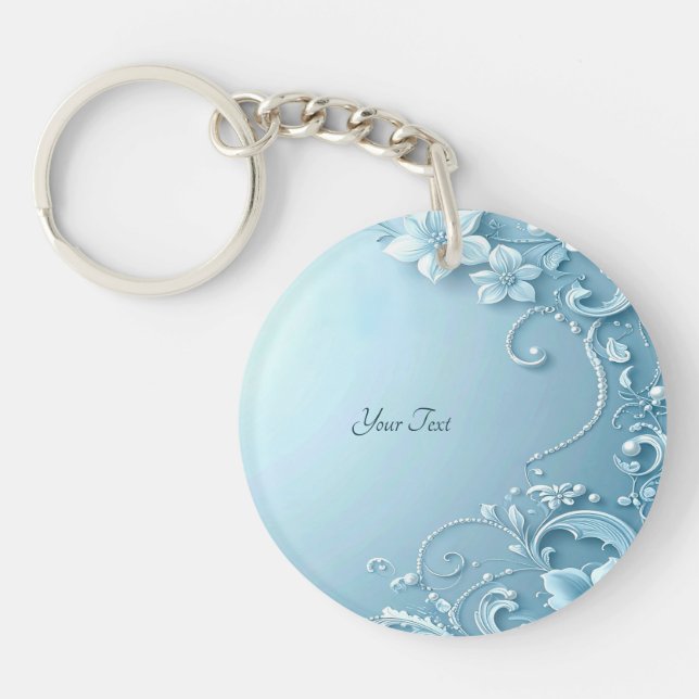 Blue Decorative Floral Keychain (Devant)