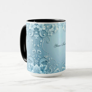 Blue Decorative Floral Mug