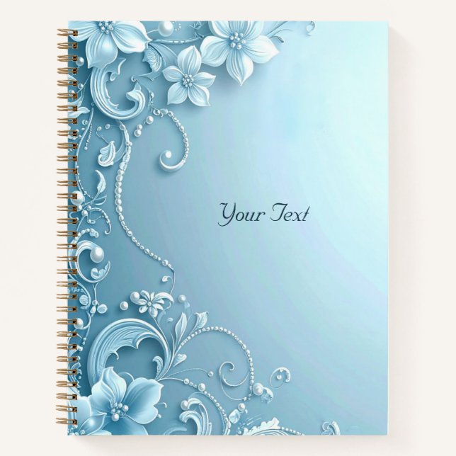 Blue Decorative Floral Notebook (Front)