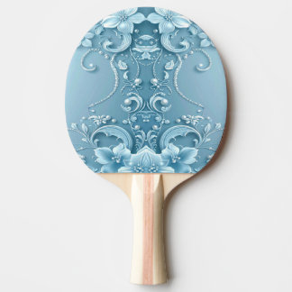 Blue Decorative Floral Ping Pong Paddle