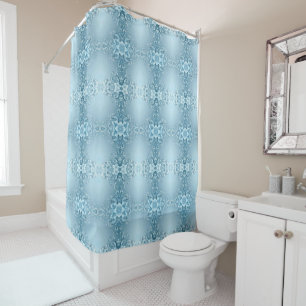 Blue Decorative Floral Shower Curtain