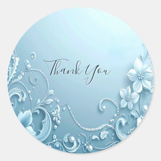 Blue Decorative Floral Sticker (Devant)