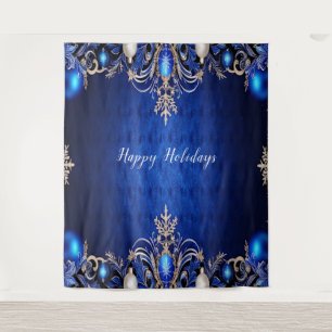 Blue Decorative Holiday Backdrop Tapestry