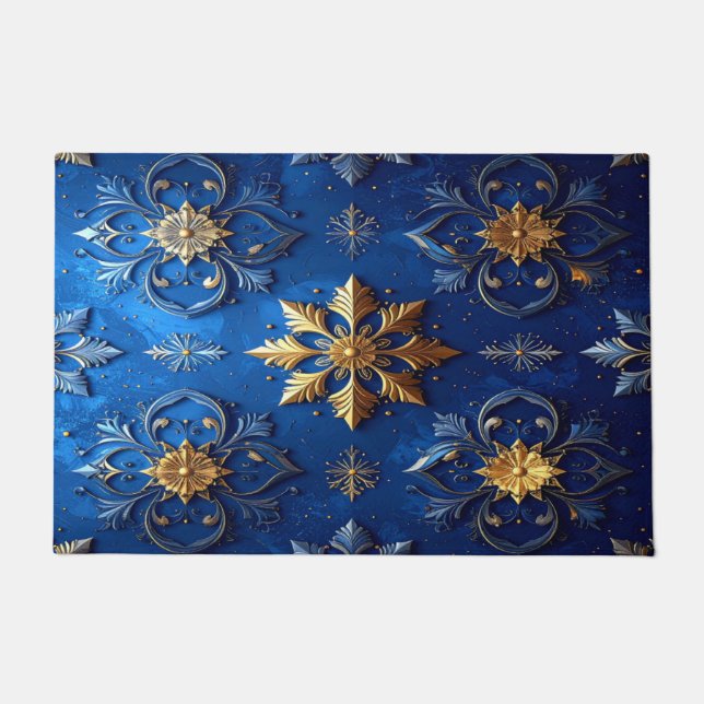 Blue Decorative Holiday Doormat (Front)