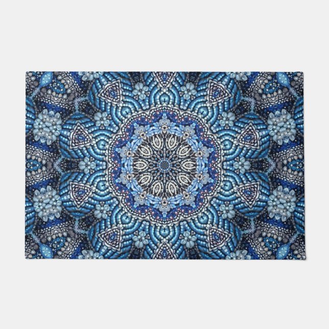 Blue Decorative Holiday Doormat (Front)
