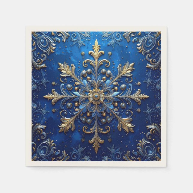 Blue Decorative Holiday Napkin (Front)