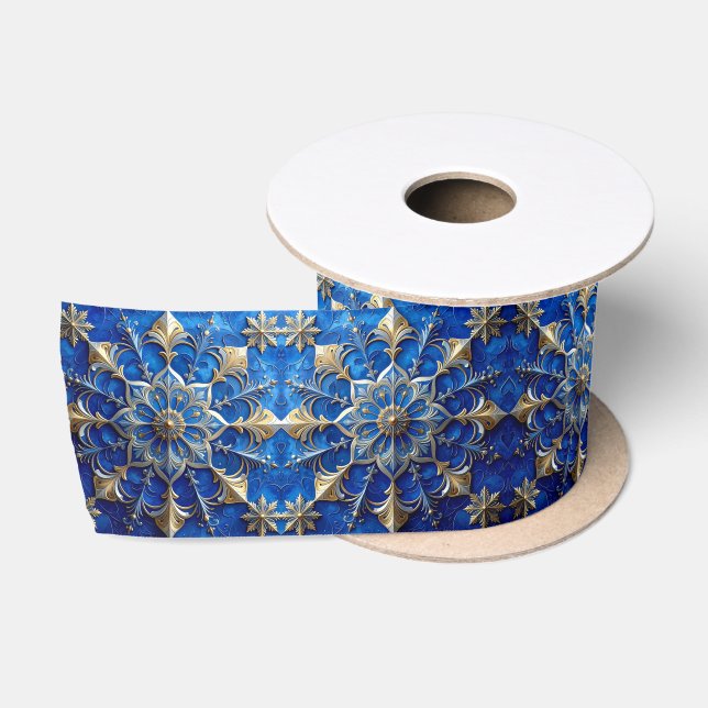 Blue Decorative Holiday Satin Ribbon (Spool)