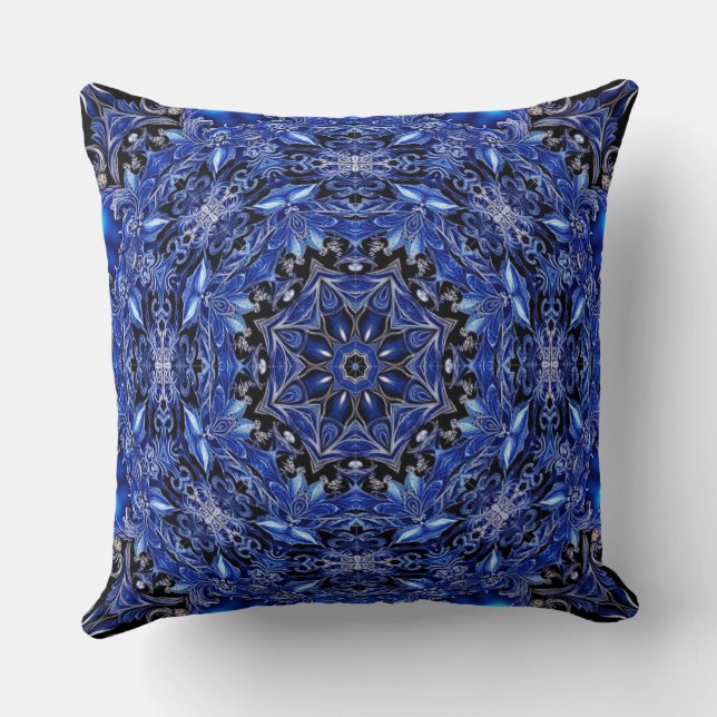 Blue Decorative Holiday Throw Pillow (Back)