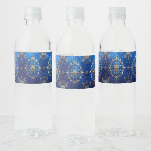 Blue Decorative Holiday Water Bottle Label