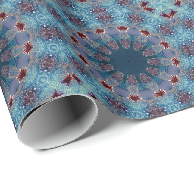 Blue Decorative Holiday Wrapping Paper (Roll Corner)
