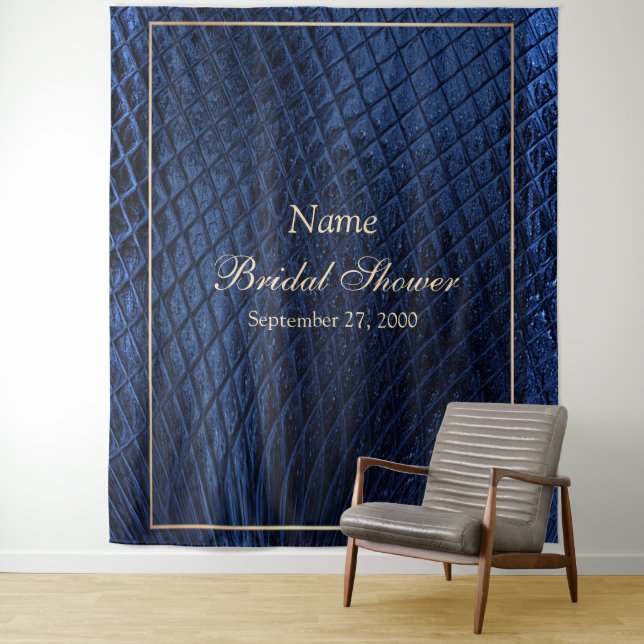 Blue Decorative Modern Photo Backdrop Tapestry (In Situ)