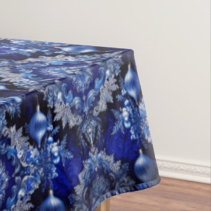 Blue Decorative Ornaments Holiday Tablecloth