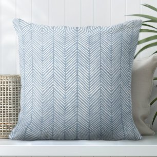 Blue Decorative Pillow - Chevron Pattern