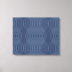 Blue, decorative, simple, modern, trendy wavy art canvas print
