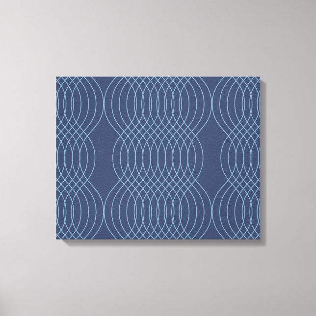 Blue, decorative, simple, modern, trendy wavy art canvas print (Front)