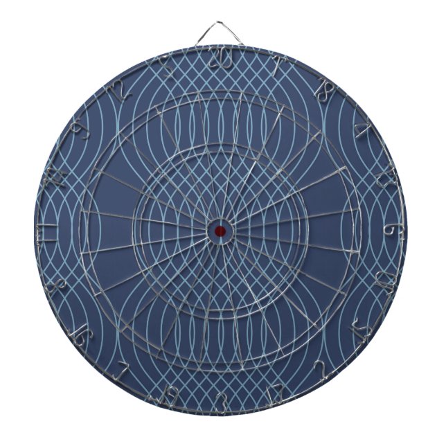 Blue, decorative, simple, modern, trendy wavy art dartboard (Front)