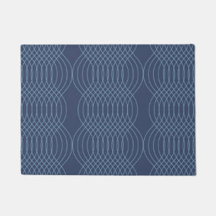 Blue, decorative, simple, modern, trendy wavy art doormat