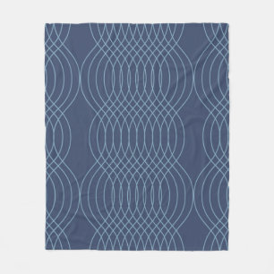 Blue, decorative, simple, modern, trendy wavy art fleece blanket