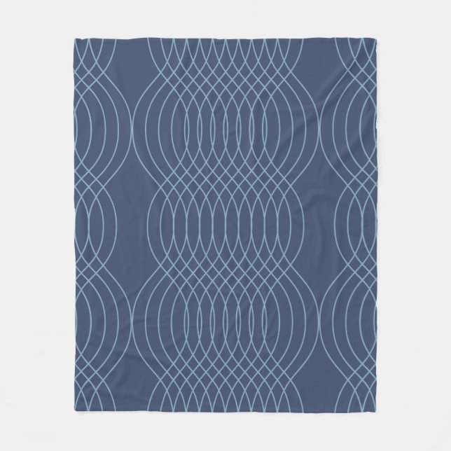 Blue, decorative, simple, modern, trendy wavy art fleece blanket (Front)