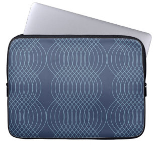 Blue, decorative, simple, modern, trendy wavy art laptop sleeve