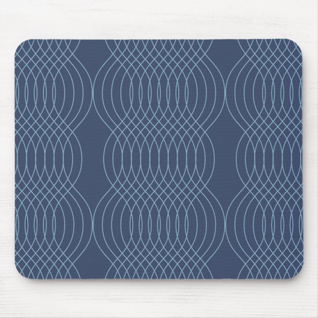 Blue, decorative, simple, modern, trendy wavy art mouse pad (Front)