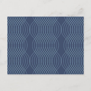 Blue, decorative, simple, modern, trendy wavy art postcard