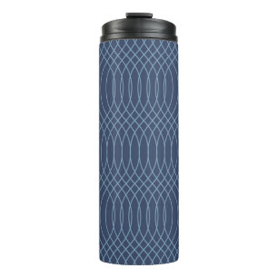 Blue, decorative, simple, modern, trendy wavy art thermal tumbler