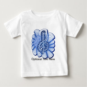 Blue Decorative Treble Clef Doodle Baby T-Shirt