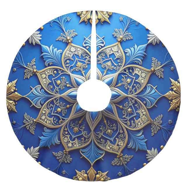 Blue Decorative Tree Skirt (Front)