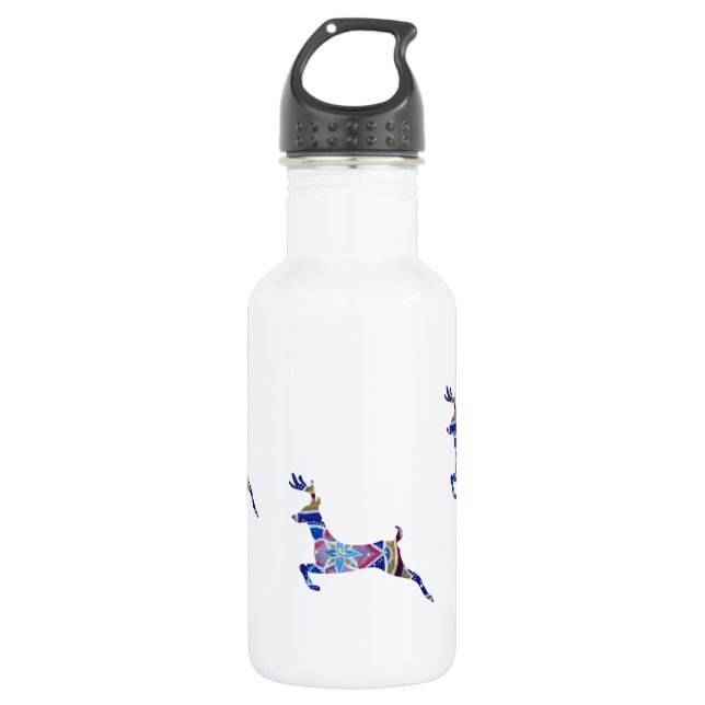 Blue Deer Custom Water Bottle (532 ml), White (Front)