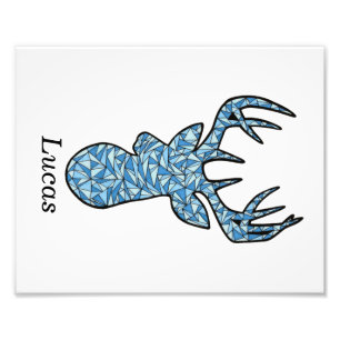 blue deer head print