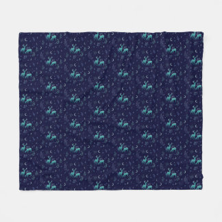 Blue Deer in the Moonlight Fleece Blanket