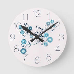 Blue Delft Floral Bouquet Round Clock