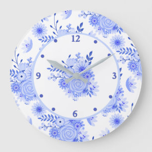 Blue Delft Floral Wall Clock