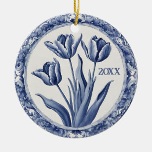 Blue Delft Holland Custom Year Souvenir Ceramic Ornament