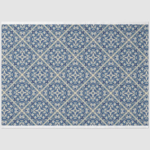 Blue Delft tile pattern decoupage tissue paper