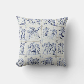 Blue Delft tiles Throw Pillow