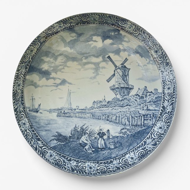 Blue Delft Windmill Dutch Plate (Front)